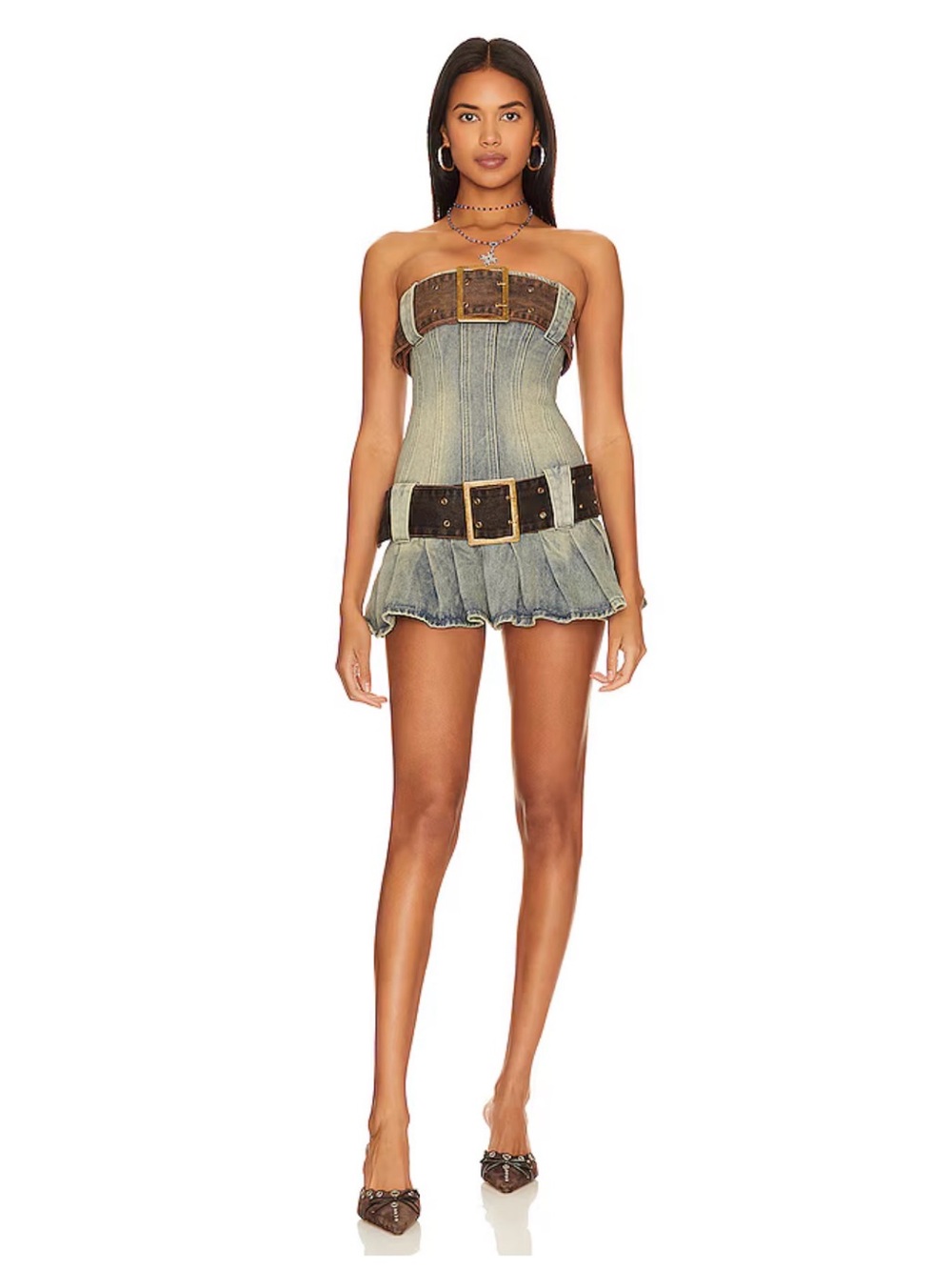 Jaded London Chelsea Denim Kilt Dress in Blue Denim size us 2 uk 6